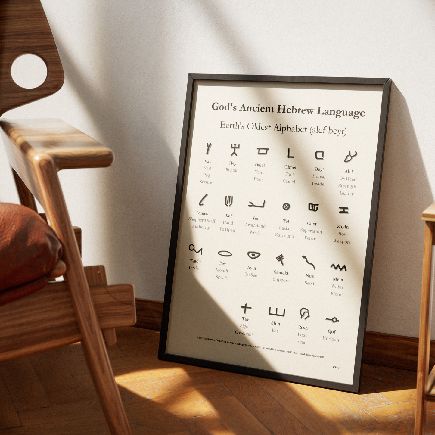 Ancient Hebrew Alphabet: Christian Wall Art - Modern Home Decor & Faith Prints
